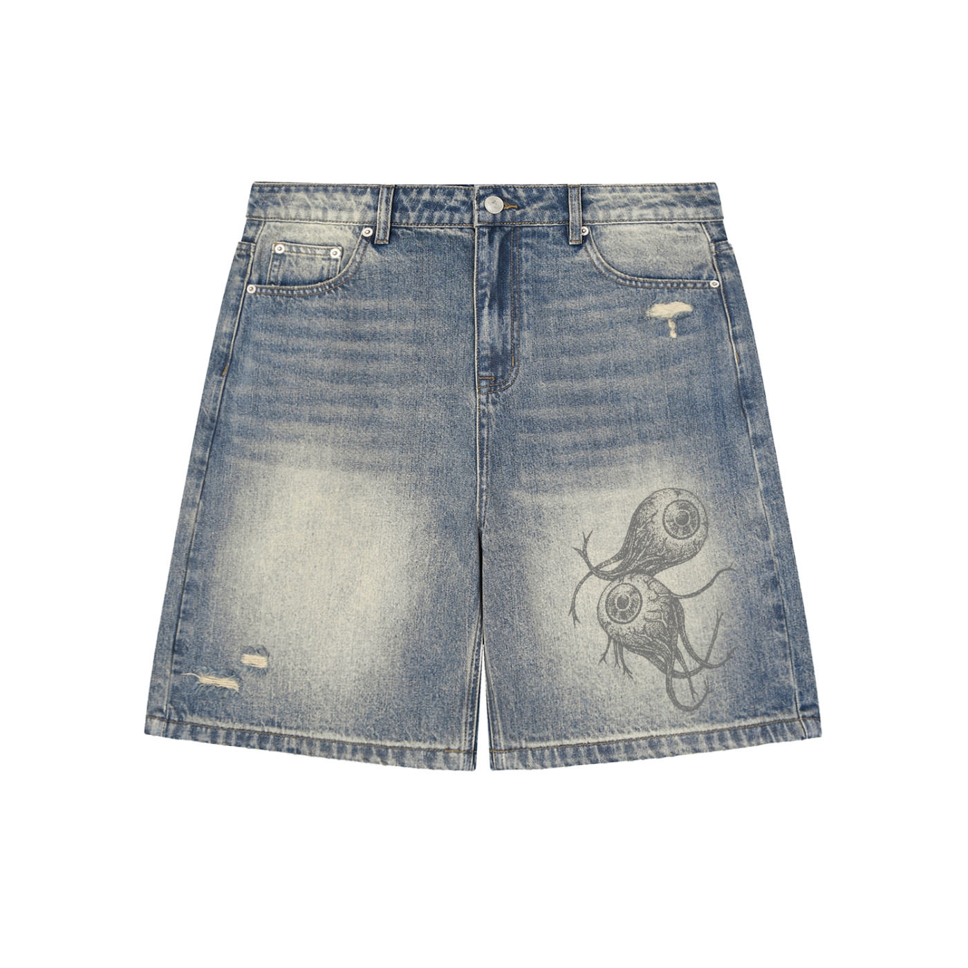 Faded Distressed Baggy Denim Shorts ODMPOD